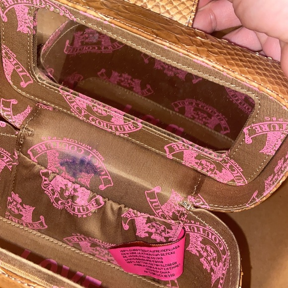 Y2K JUICY COUTURE Brown SNAKE SKIN MINI BAG Vintage train case cosmetic travel - Picture 14 of 17